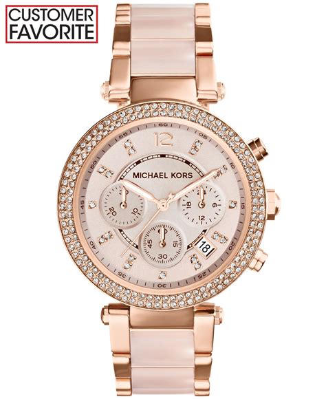 michael kors rose gold chronograph women& 39|Michael Kors parker chronograph watch.